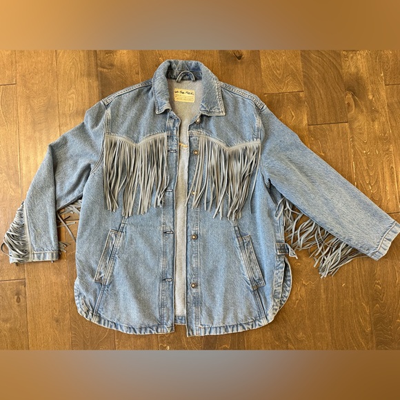 We The Free Jackets & Blazers - Free People - We The Free Blue Fringe Jacket